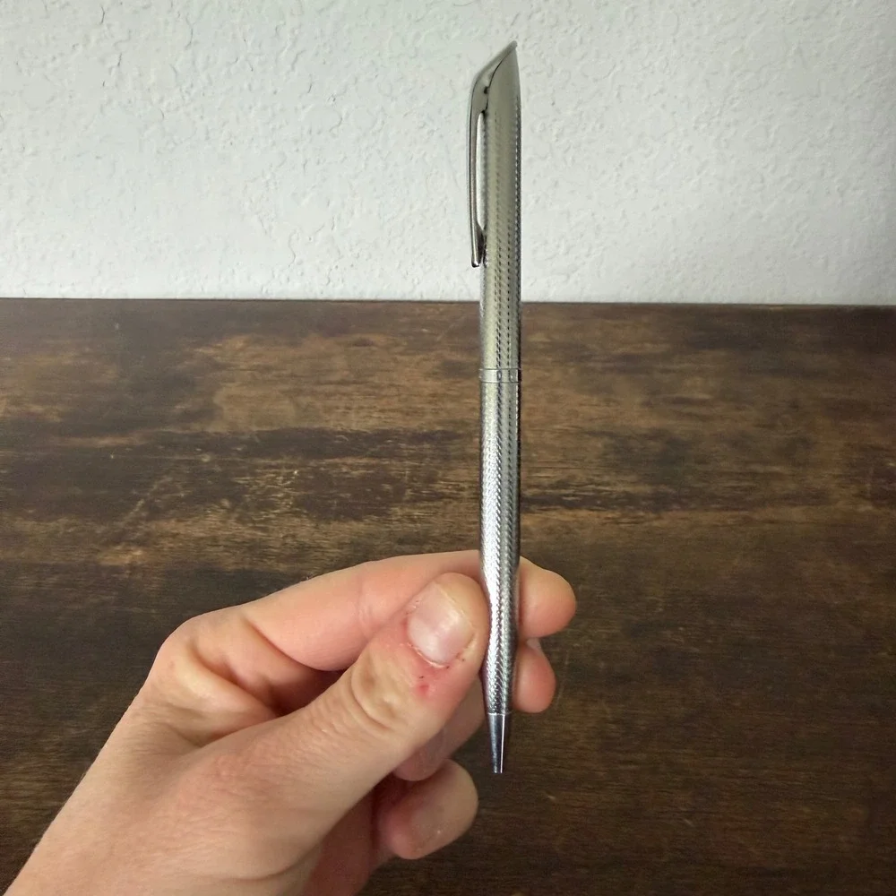 Vintage Kreisler USA Textured Silver Tone Ballpoint Pen Mid Century